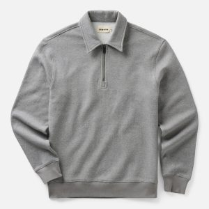 The Armor Quarter Zip in Heather Grey Cotton Hemp