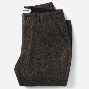 The Carnegie Pant in Walnut Herringbone Wool