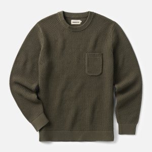 The Crawford Crew Sweater in Fatigue Olive