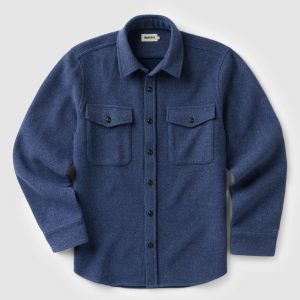 The Maritime Shirt Jacket in Heather Navy Wool