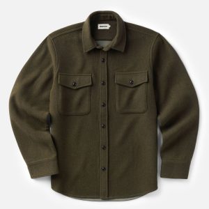 The Maritime Shirt Jacket in Heather Olive Wool