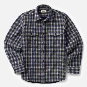 The Maritime Shirt Jacket in Navy Shadow Plaid Wool