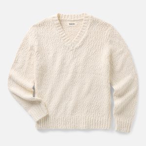 The Match V-Neck Sweater in Vintage White Slub
