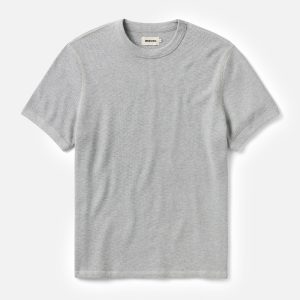 The Organic Cotton Short Sleeve Crew in Heather Grey Waffle