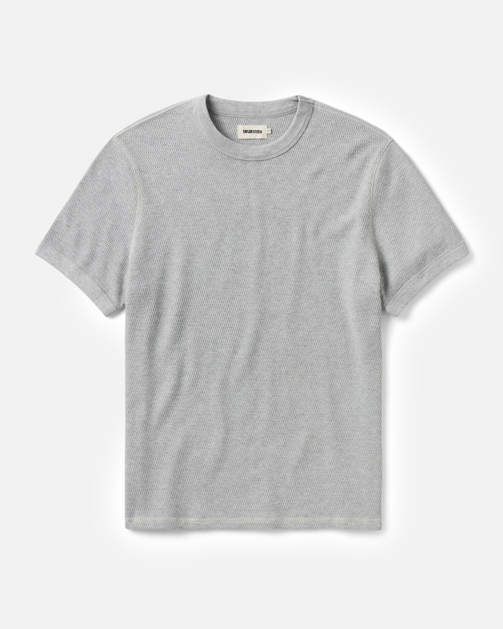 The Organic Cotton Short Sleeve Crew in Heather Grey Waffle