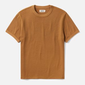 The Organic Cotton Short Sleeve Crew in Saffron Waffle