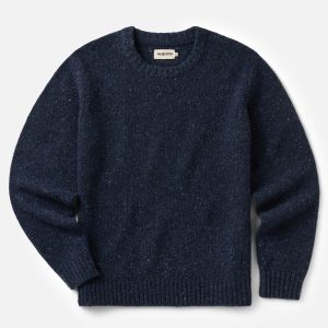 The Seafarer Crew Sweater in Atlantic Blue Donegal