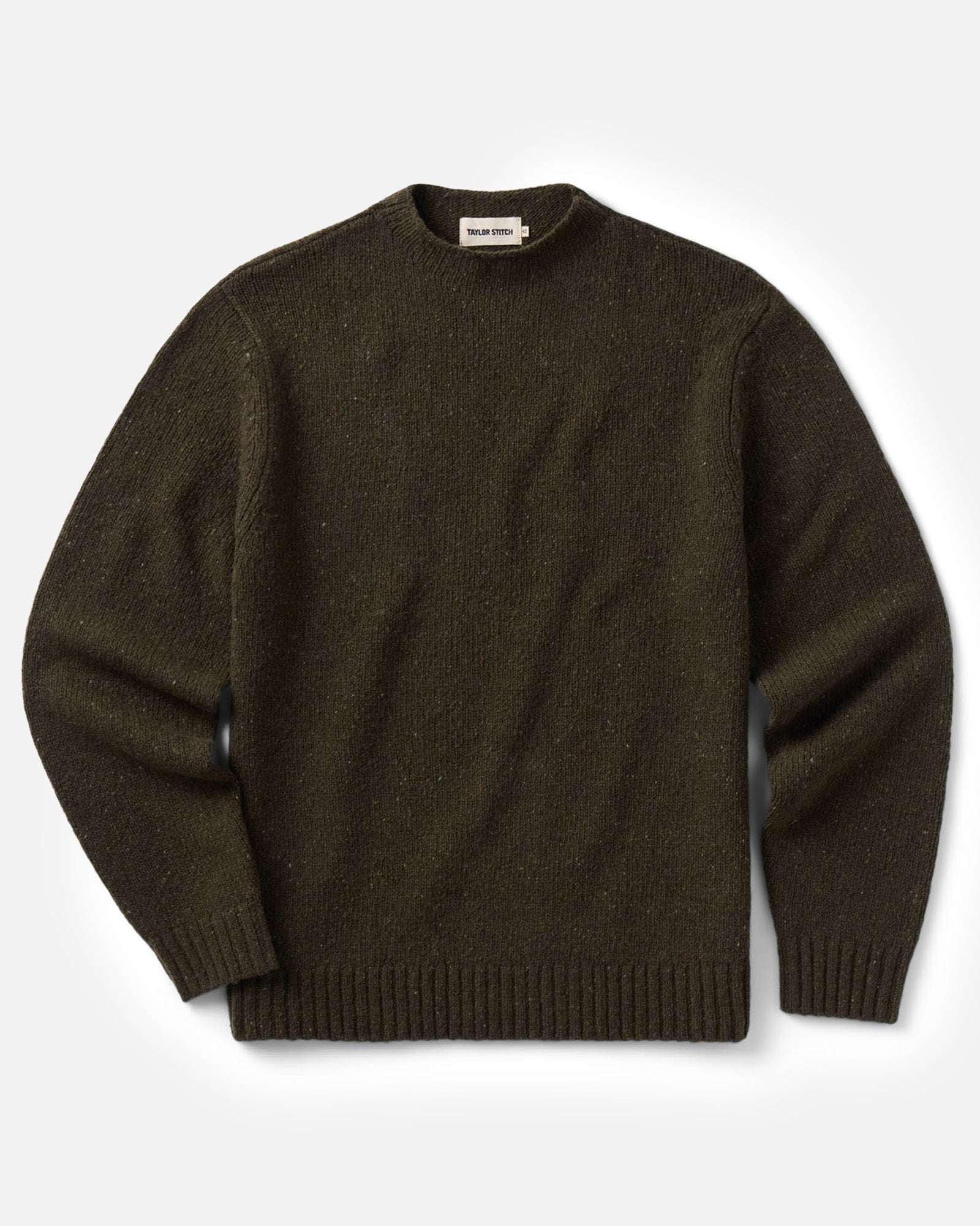 The Seafarer Rollneck Sweater in Olive Donegal