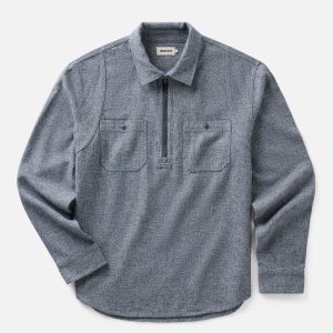 The Tiller Half Zip in Greyscale Hemp Jaspe
